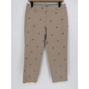 Talbots Signature Pants 6 Tan Shell Embroidery Ankle Length Chino Coastal Preppy